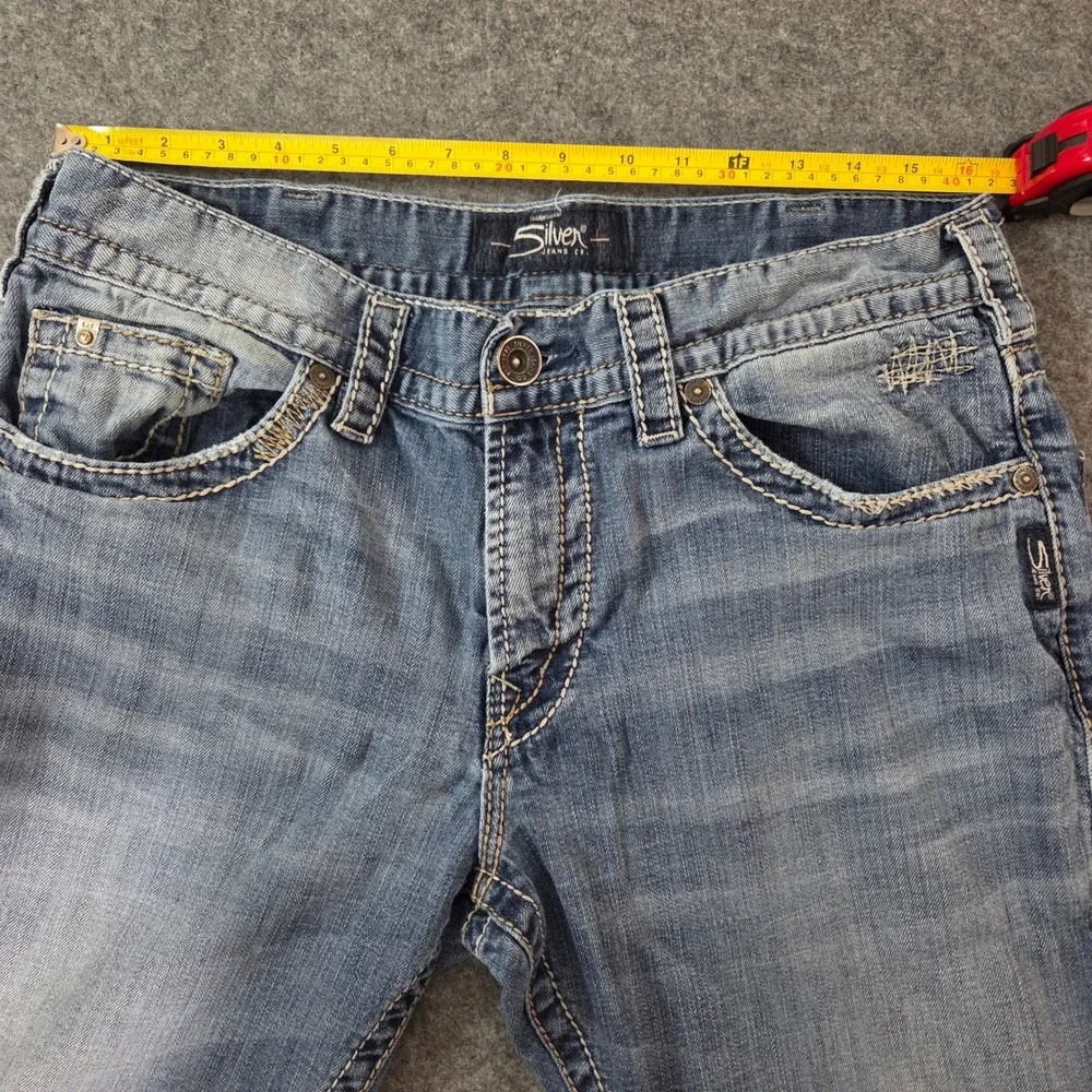 Silver Jeans Zac Mens 34x32 Light Wash Relaxed Straight Denim Jeans Distressed